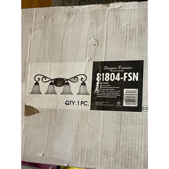 Designers Fountain 81804-FSN Mendocino 4 Bathroom Vanity Light Fixture - Picture 6 of 10